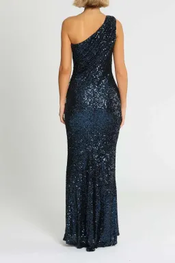 Badgley Mischka Sequin Gown Navy Size 14 for rent on The Volte - image 3