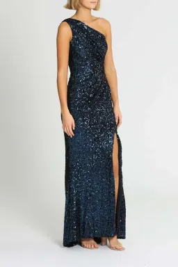 Badgley Mischka Sequin Gown Navy Size 14 for rent on The Volte - image 2