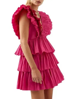Aje Rhythmic Frilled Mini Dress Pink Size 6 for rent on The Volte - image 2