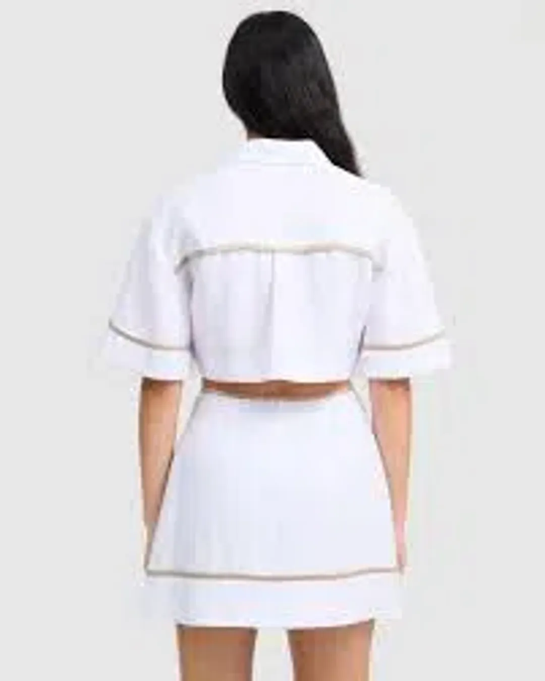 Roame Penury Crop and Horizon Mini Skirt Set White Size 6 for rent on The Volte - main image