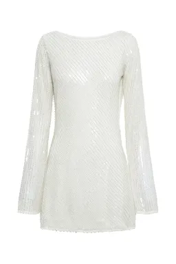 Meshki Nala White Sequin Mini Dress White Size 10 for rent on The Volte - image 5