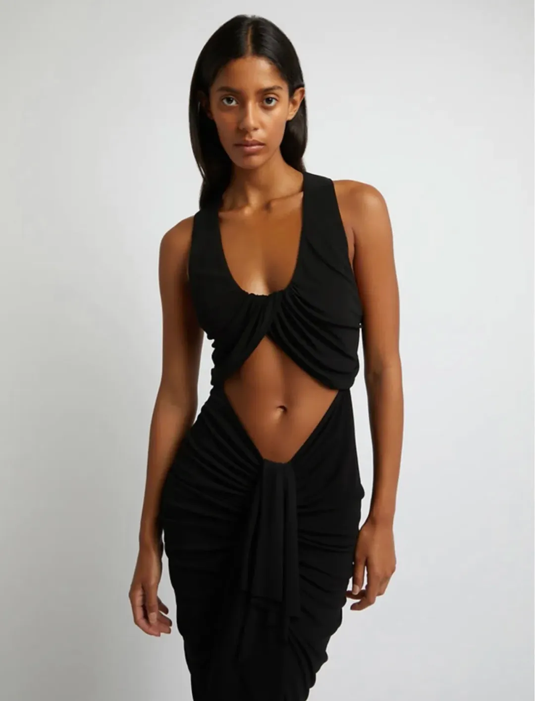 Christopher Esber Black Draped Maxi Size 8 for rent on The Volte - main image