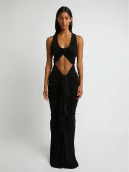 Christopher Esber Black Draped Maxi Size 8 for rent on The Volte - image 5