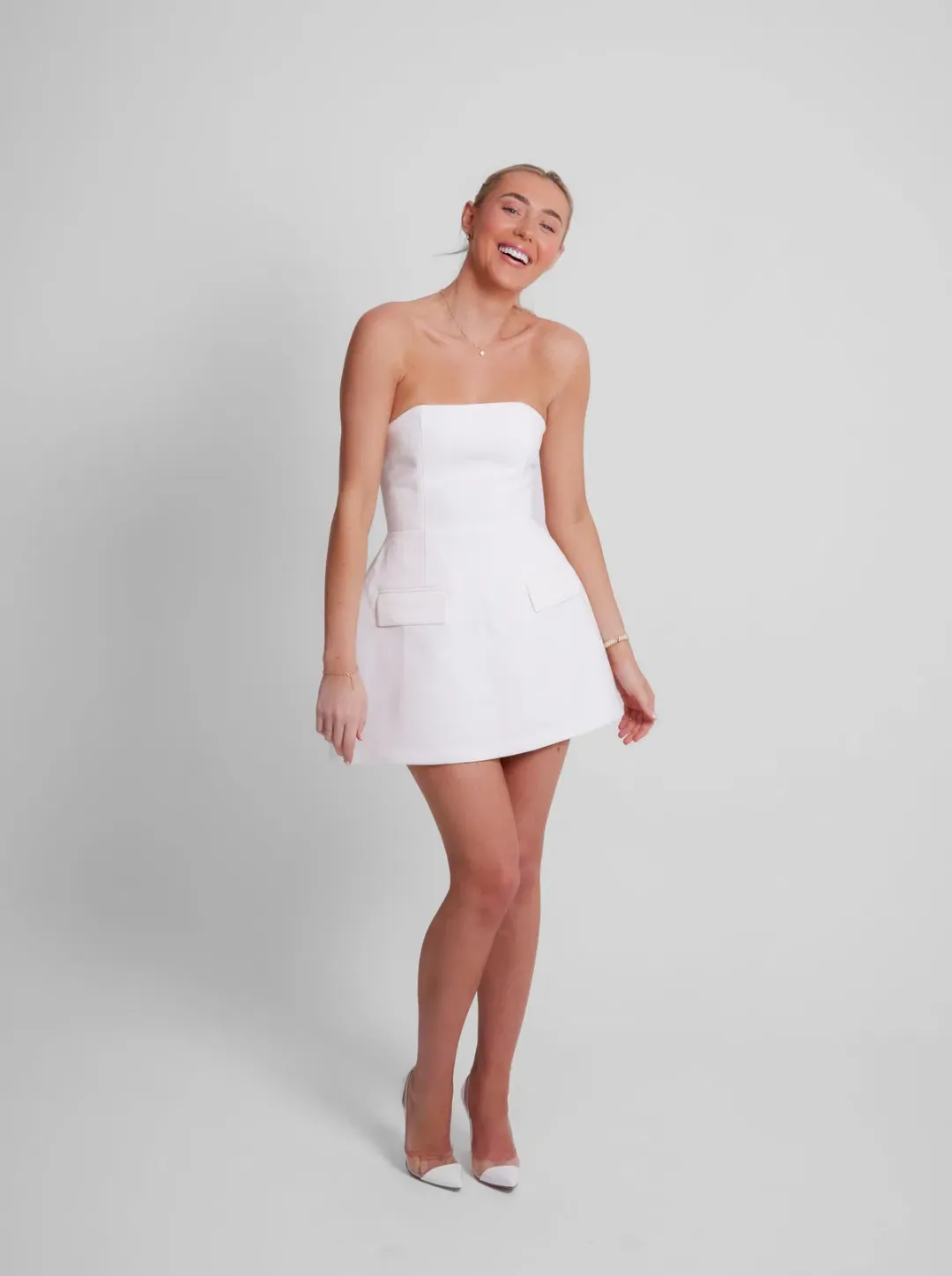 Odd Muse Strapless White Mini Dress White Size 12 for rent on The Volte - main image