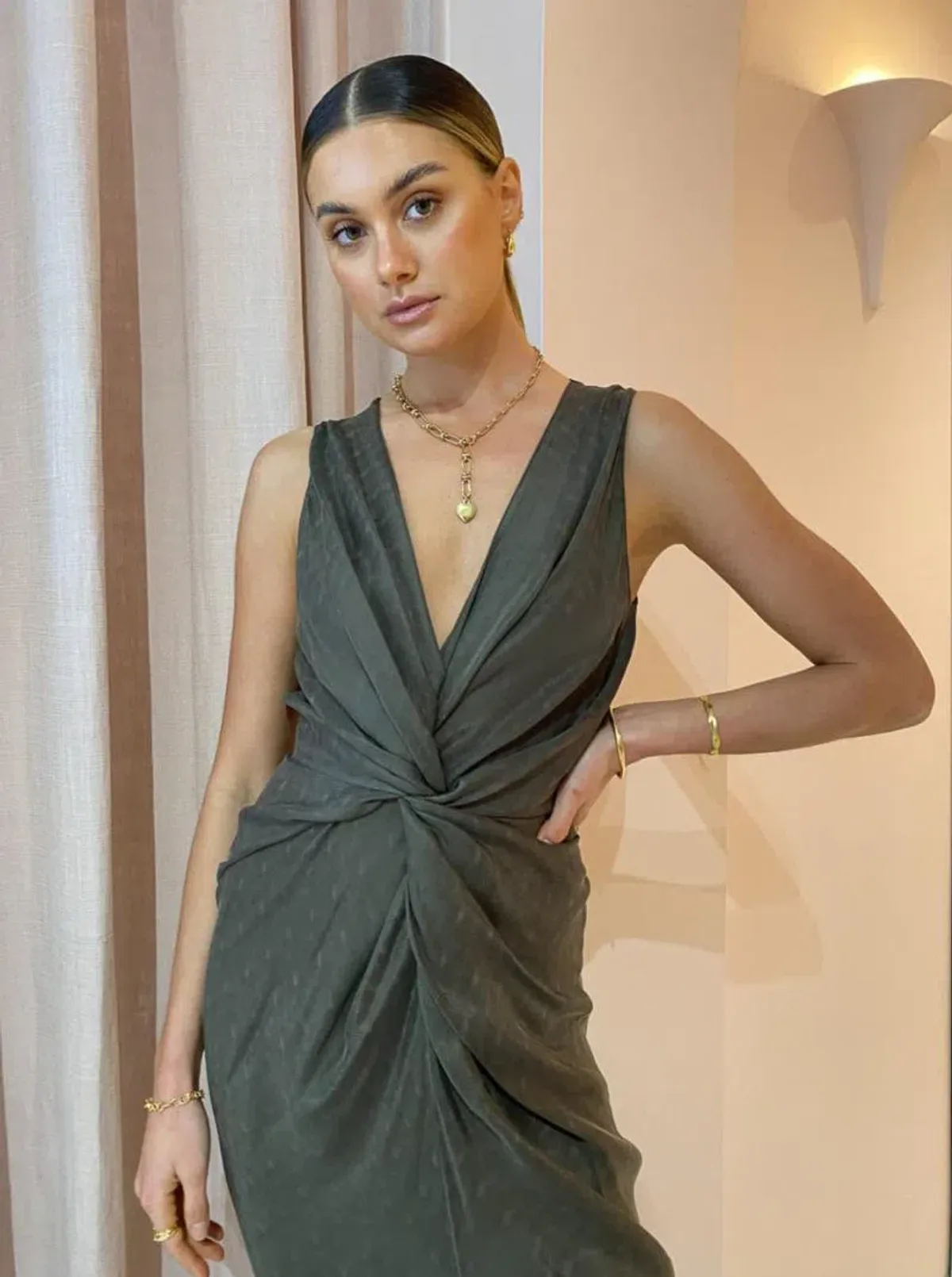 One Fell Swoop Gaia Maxi Dress in Lotus Suede Size 12 - Image 3