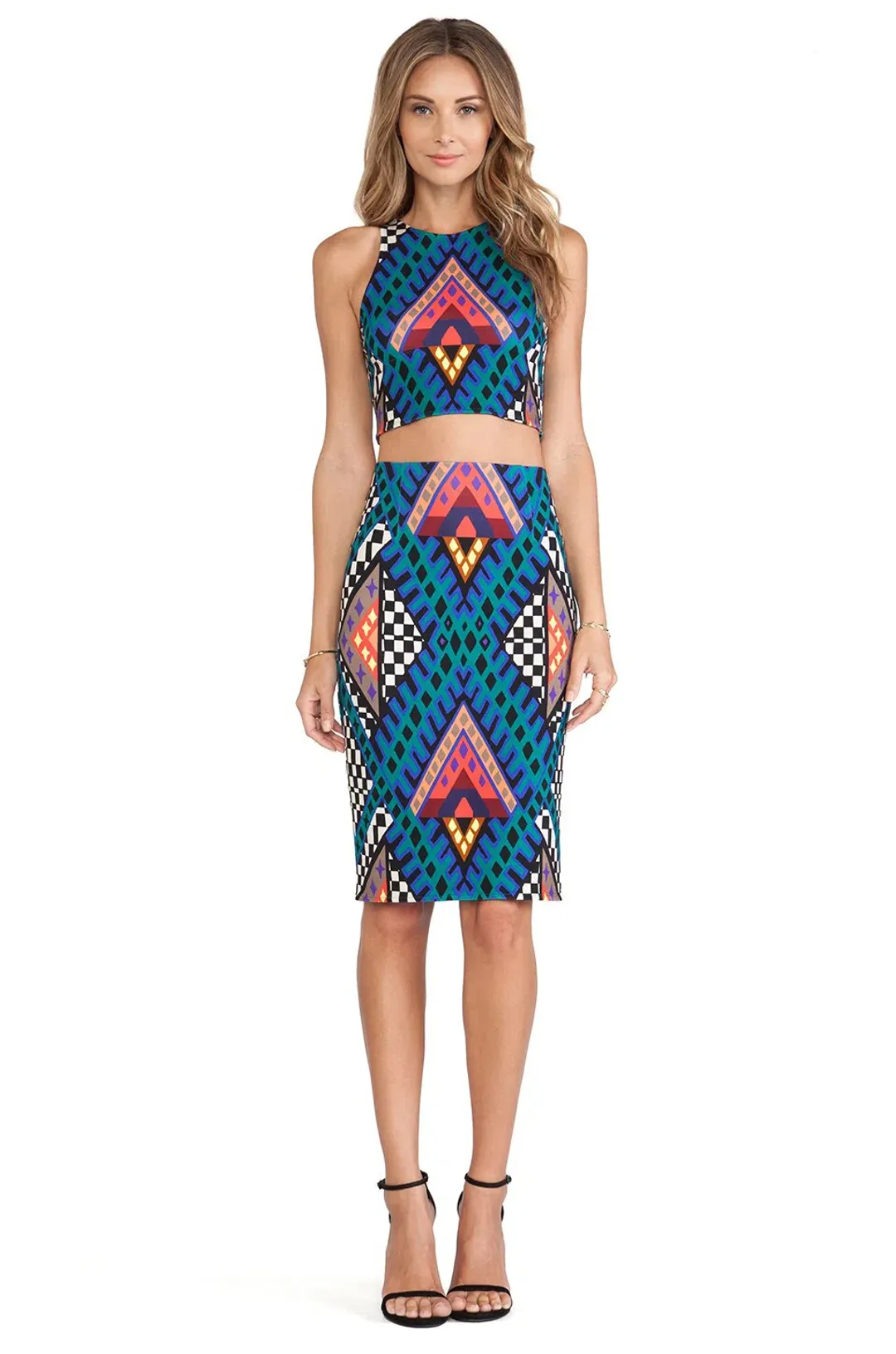 Mara Hoffman Crop Racer Top and High Waisted Pencil Skirt Set Print Size 2 for rent on The Volte - main image