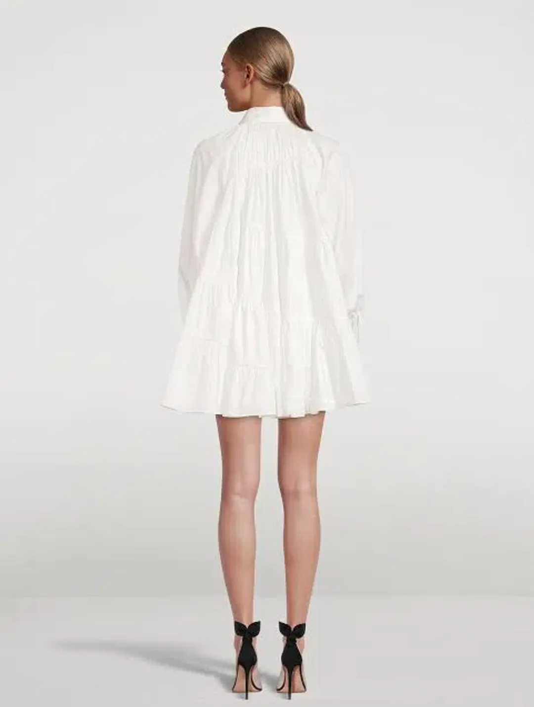 Aje Cascade Gathered Smock Mini Dress in Ivory/White Size 10 for rent on The Volte - main image