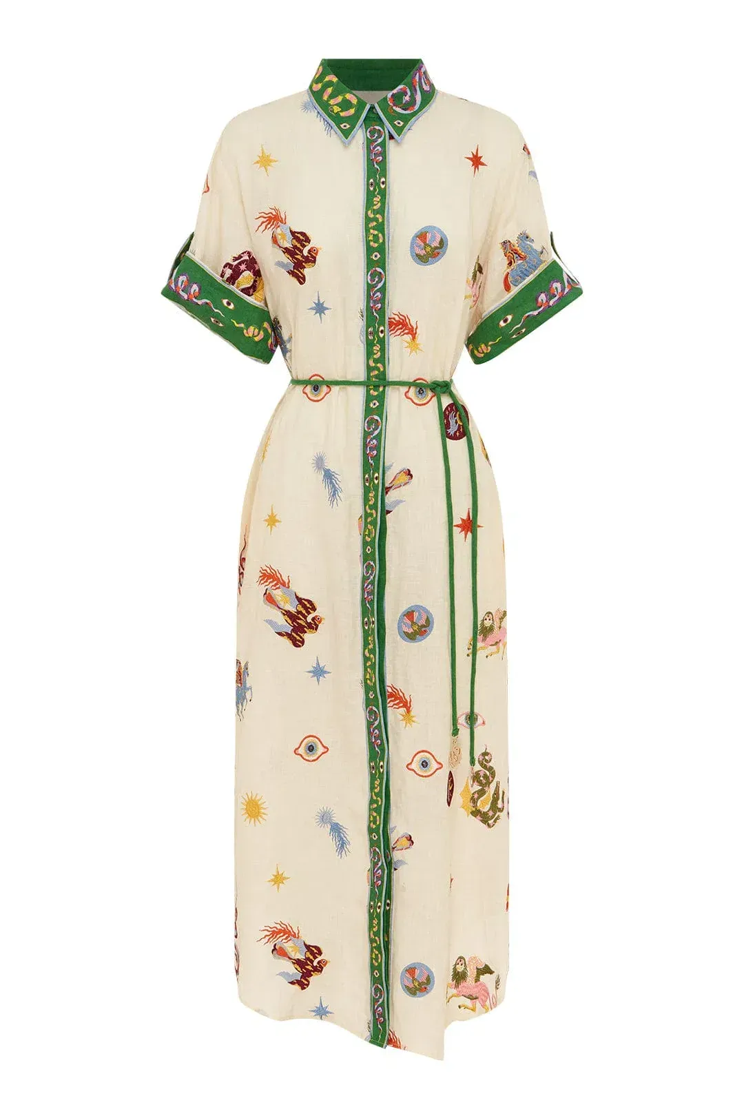 Alemais Seeker Embroidered Shirt Dress Print Size AU 6 for rent on The Volte - main image