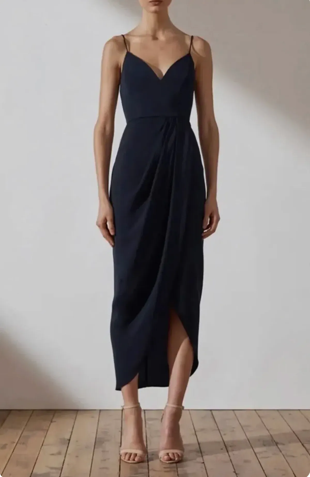 Shona Joy Cocktail Draped Maxi Dress Navy Size 10 - Image 2