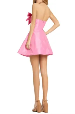 Mac Duggal Strapless Oversized Bow Fit & Flare Mini Dress Pink Size 8 for rent on The Volte - image 3