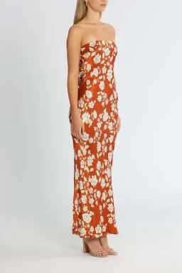 Bec & Bridge Blossom Strapless Maxi Dress Rust Print Size 12 for rent on The Volte - image 2