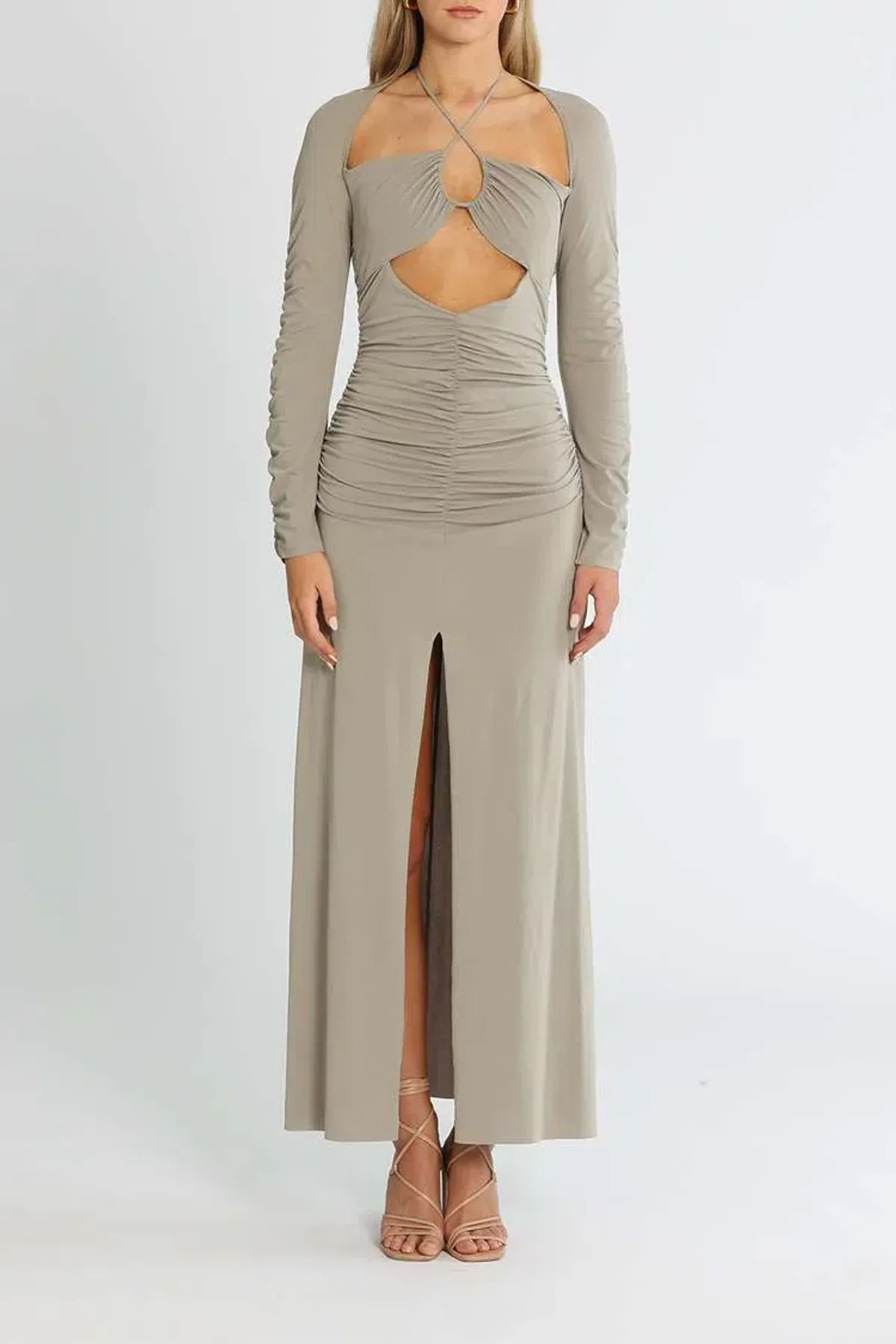 Bec and Bridge Adaline Long Sleeve Maxi Dress Grey Size 12 - Image 1