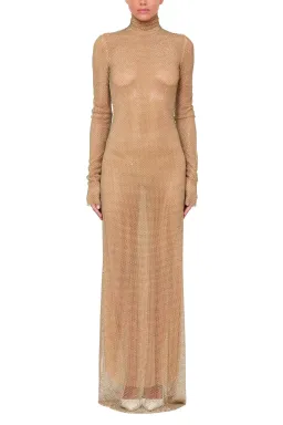 LaQuan Smith Mock Neck Column Gown Gold Size 6 for rent on The Volte - image 2