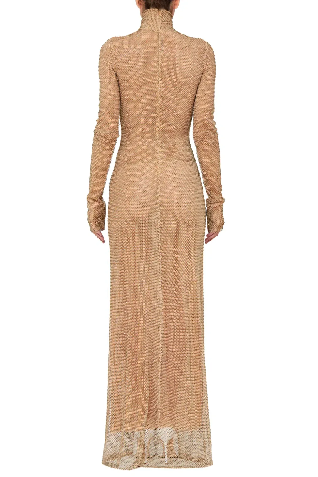 LaQuan Smith Mock Neck Column Gown Gold Size 6 for rent on The Volte - main image