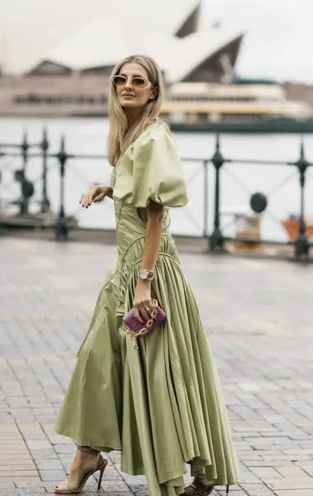 AJE Siren Drawstring Midi Dress Green Size 6 for rent on The Volte - main image