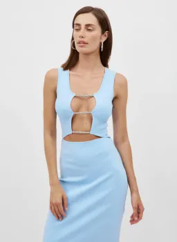 Christopher Esber Crystal Lattice Column Dress Ice Blue Size 6 for rent on The Volte - image 1