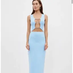 Christopher Esber Crystal Lattice Column Dress Ice Blue Size 6 for rent on The Volte - image 2