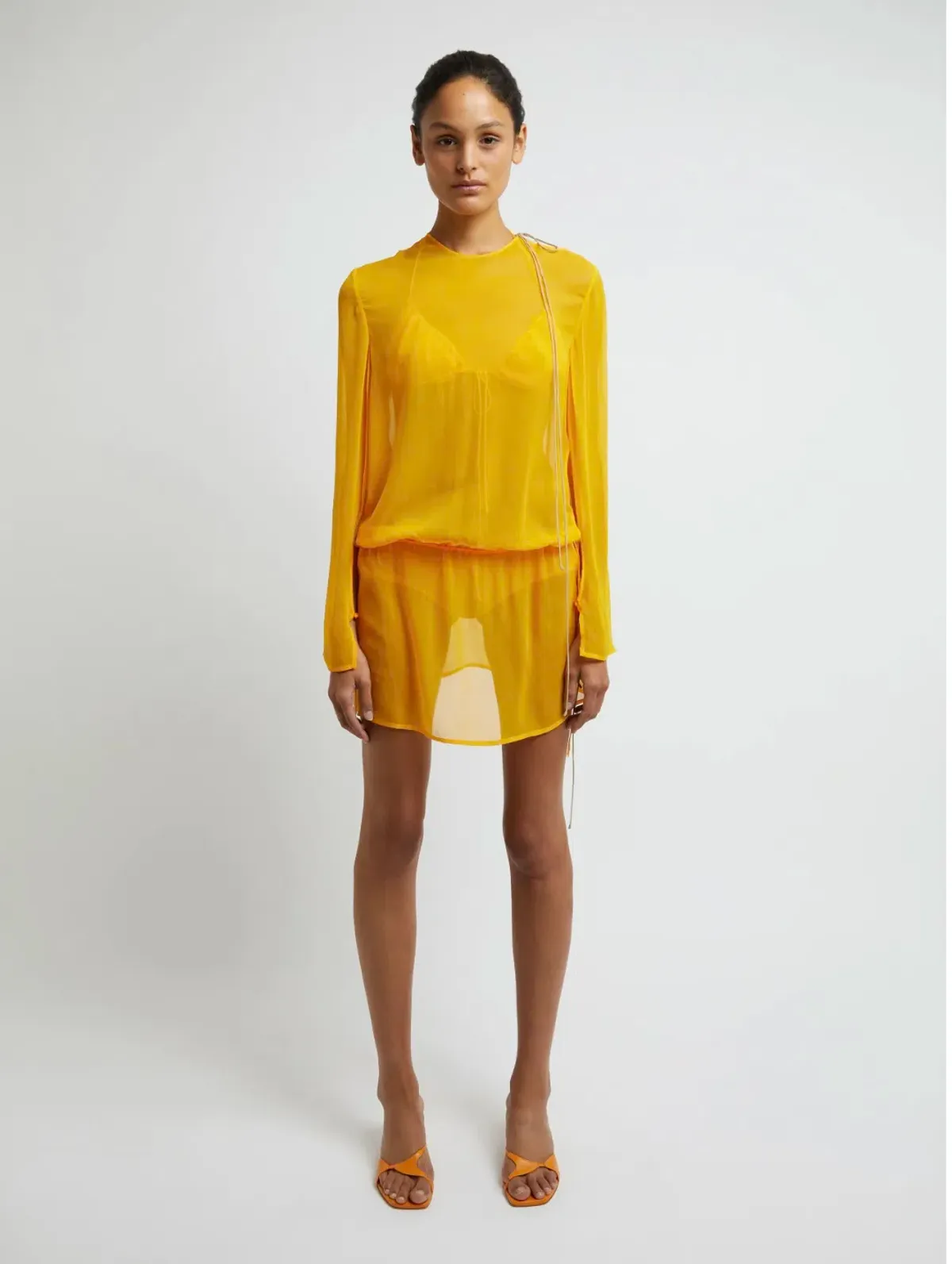 Christopher Esber Silk Springs Side Tie Dress Mango Yellow Size 8 - Image 1