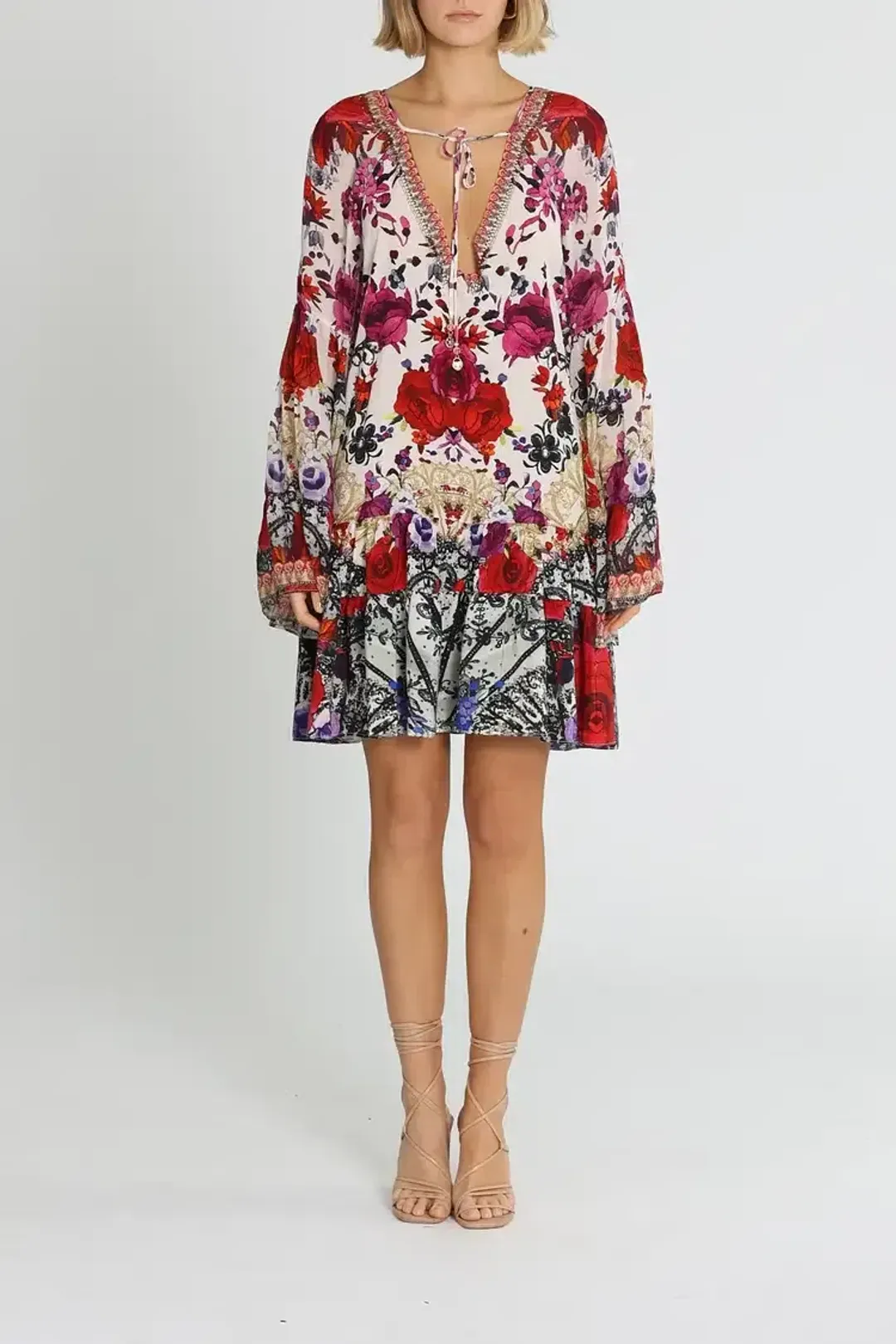 Camilla Gathered Panel Dress in Reign Of Roses Size 14 for rent on The Volte - main image