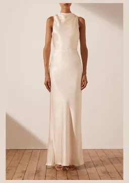 Shona Joy La Lune High Neck Maxi Dress Cream Size 10 for rent on The Volte - image 1