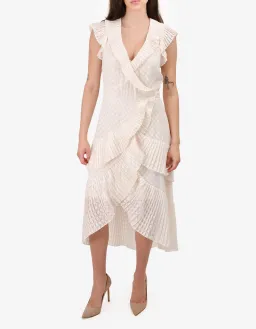 Zimmermann Plisse Wrap Midi Dress Pearl Size for rent on The Volte - image 1