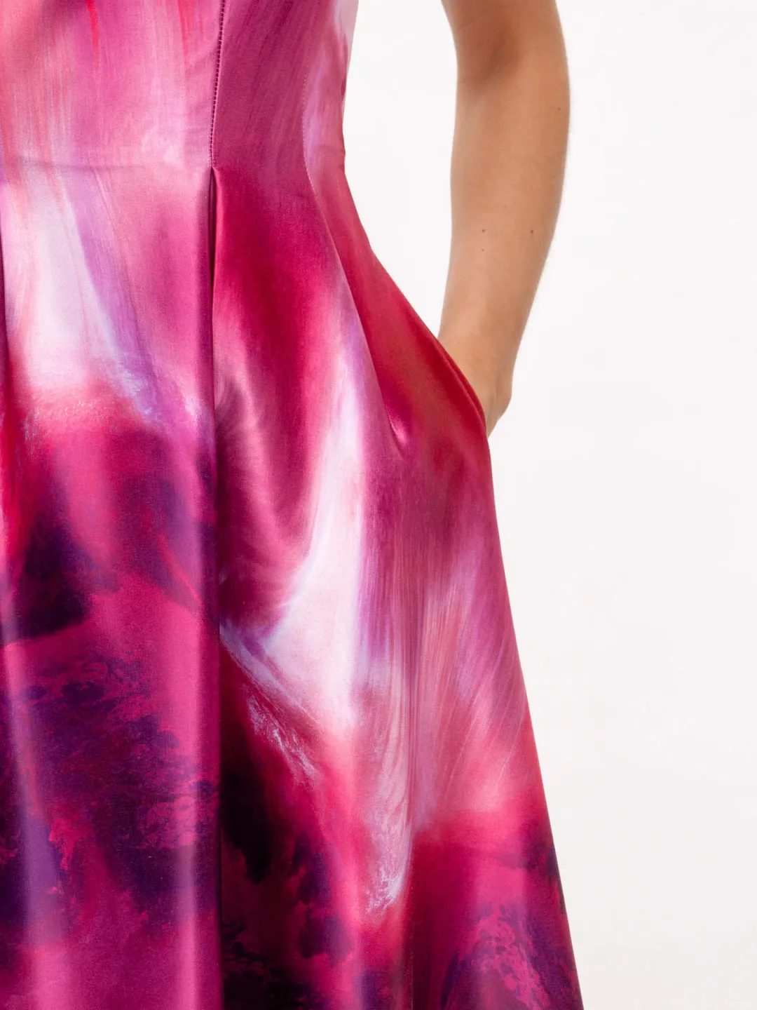 Veronika Maine Marbled Satin Midi Dress Fuchsia Size 6 for rent on The Volte - main image