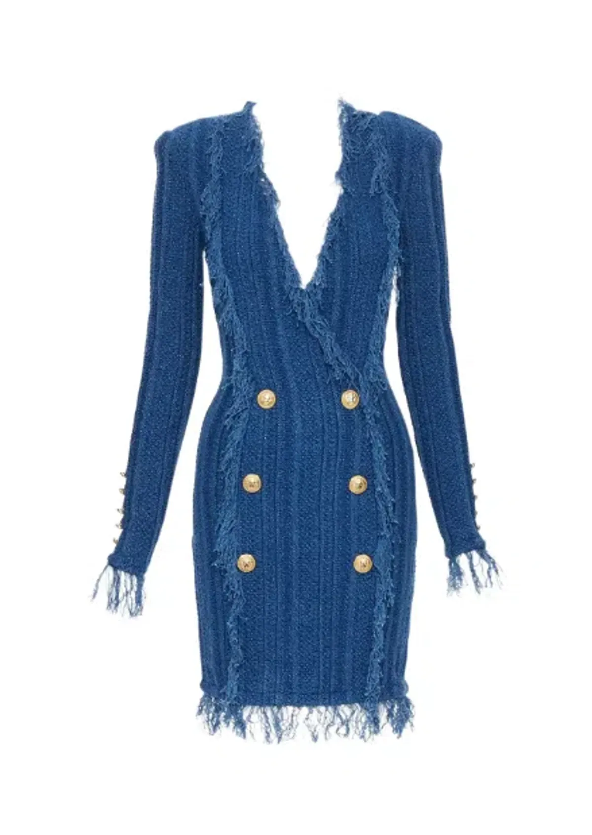 Balmain Knit Mini Dress Blue Size FR 38 / AU 10 - Image 2