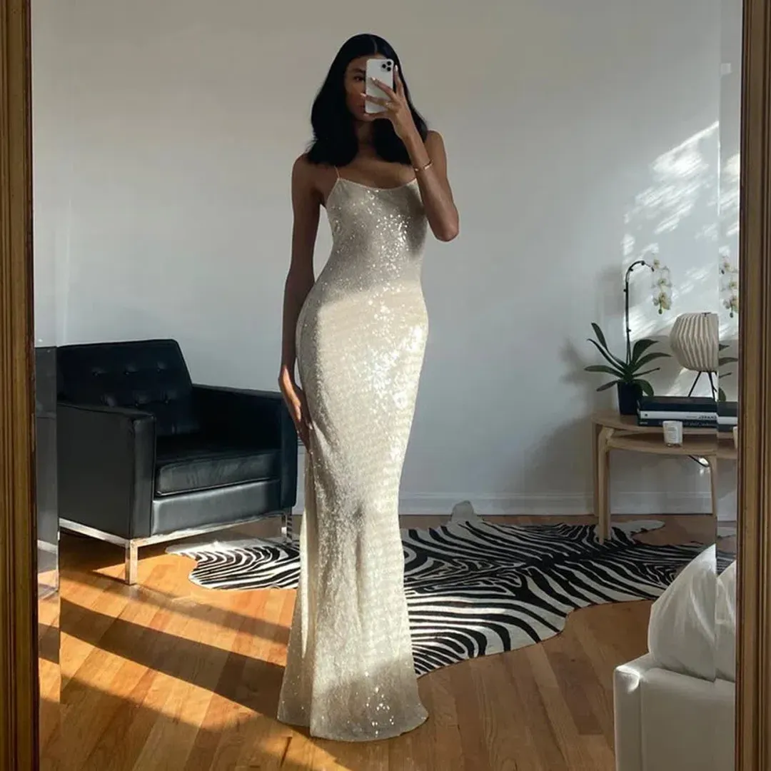 Rat & Boa Olympia Sequin Dress Ivory Size XS / AU 6 for rent on The Volte - main image