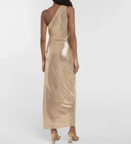 Oséree One Shoulder Lamé Gown Gold Size S / AU 8 for rent on The Volte - image 3