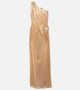 Oséree One Shoulder Lamé Gown Gold Size S / AU 8 for rent on The Volte - image 5