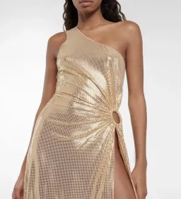 Oséree One Shoulder Lamé Gown Gold Size S / AU 8 for rent on The Volte - image 2