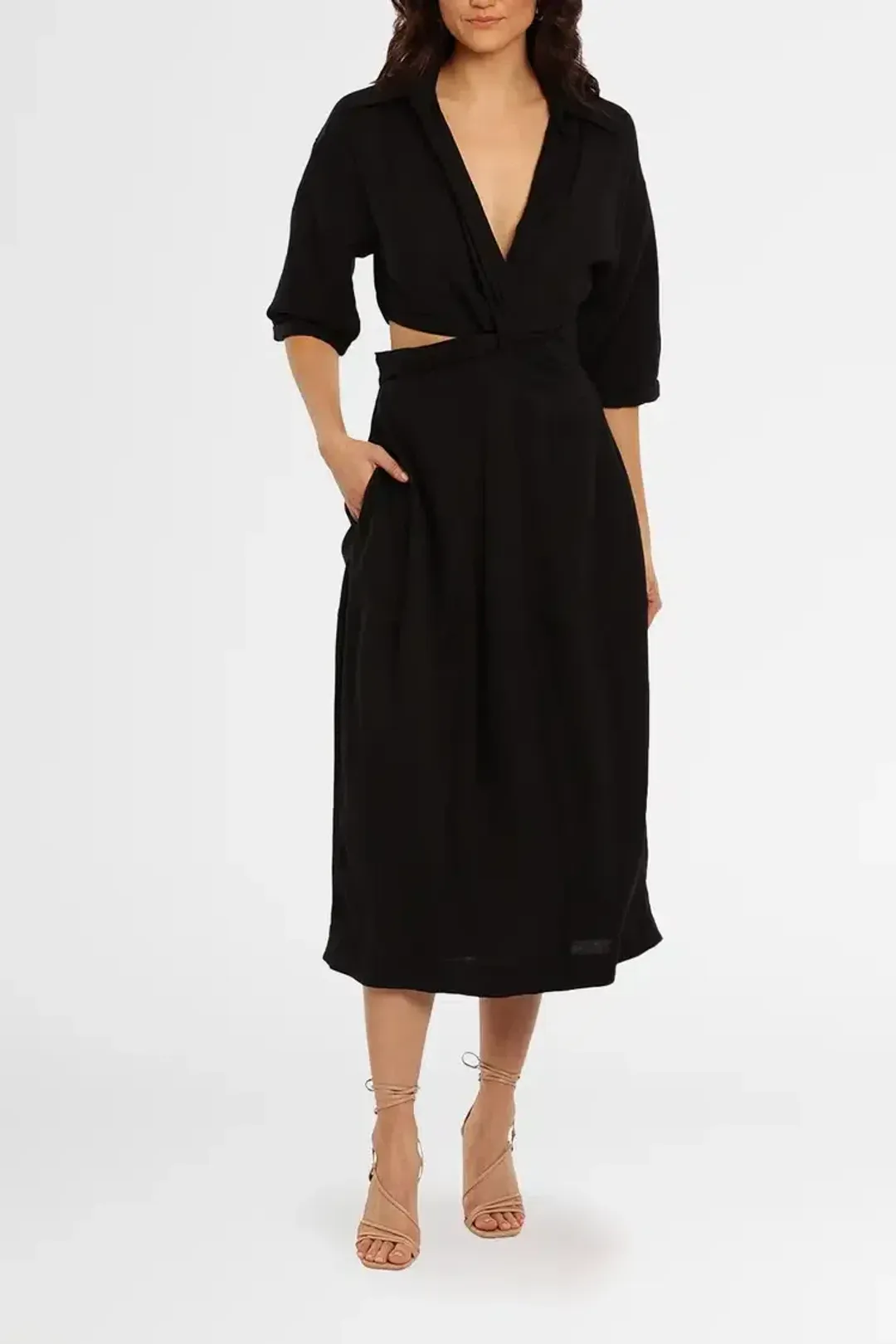 Camilla and Marc Marina Midi Dress in Black Size 8 for rent on The Volte - main image