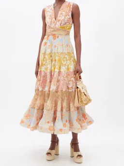 Zimmermann Postcard Pleated Midi Dress Spliced Size 2 / AU 12 for rent on The Volte - image 2