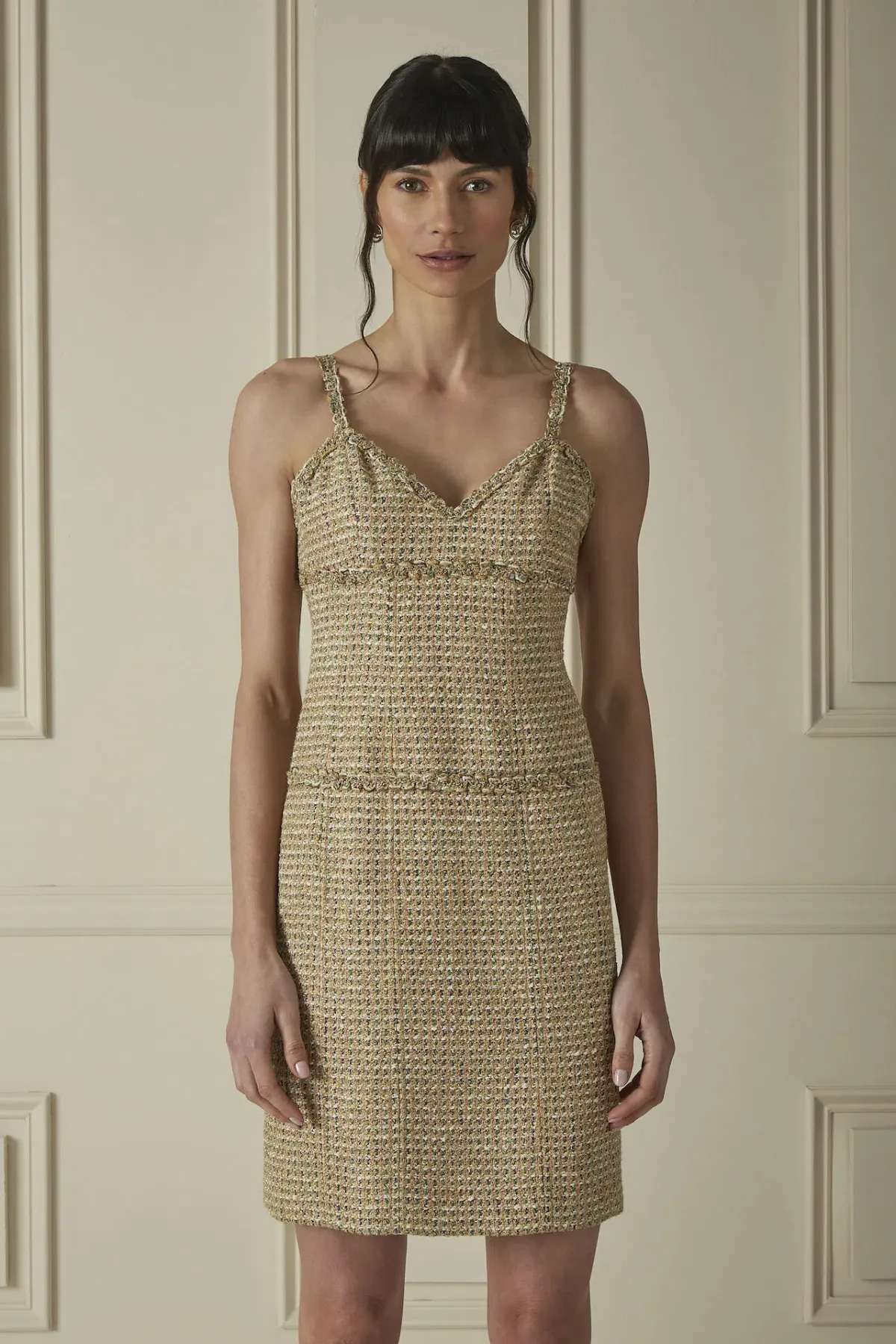 Chanel Tweed Mini Dress Gold Multicolour Size AU 10 / M - Image 1