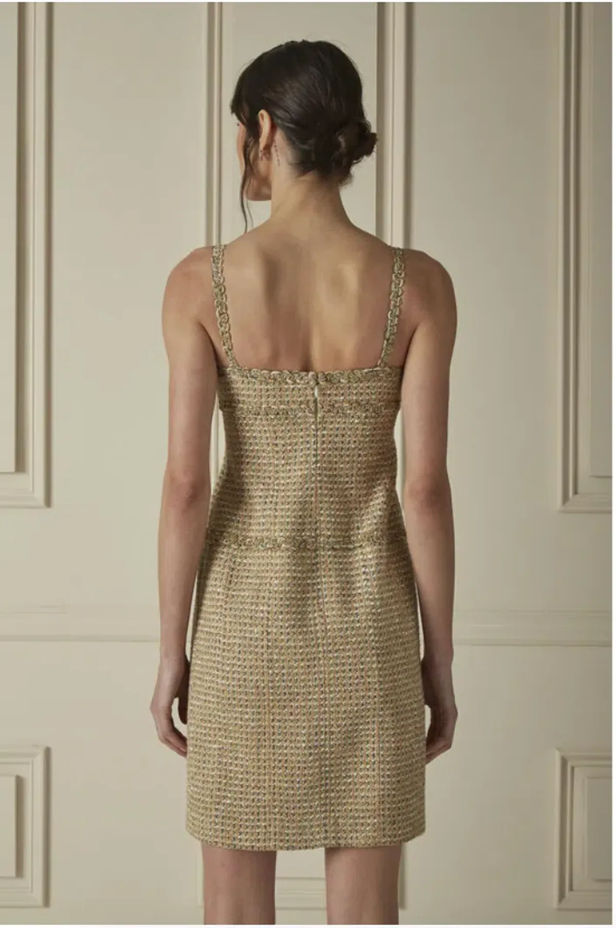 Chanel Tweed Mini Dress Gold Multicolour Size AU 10 / M - Image 2