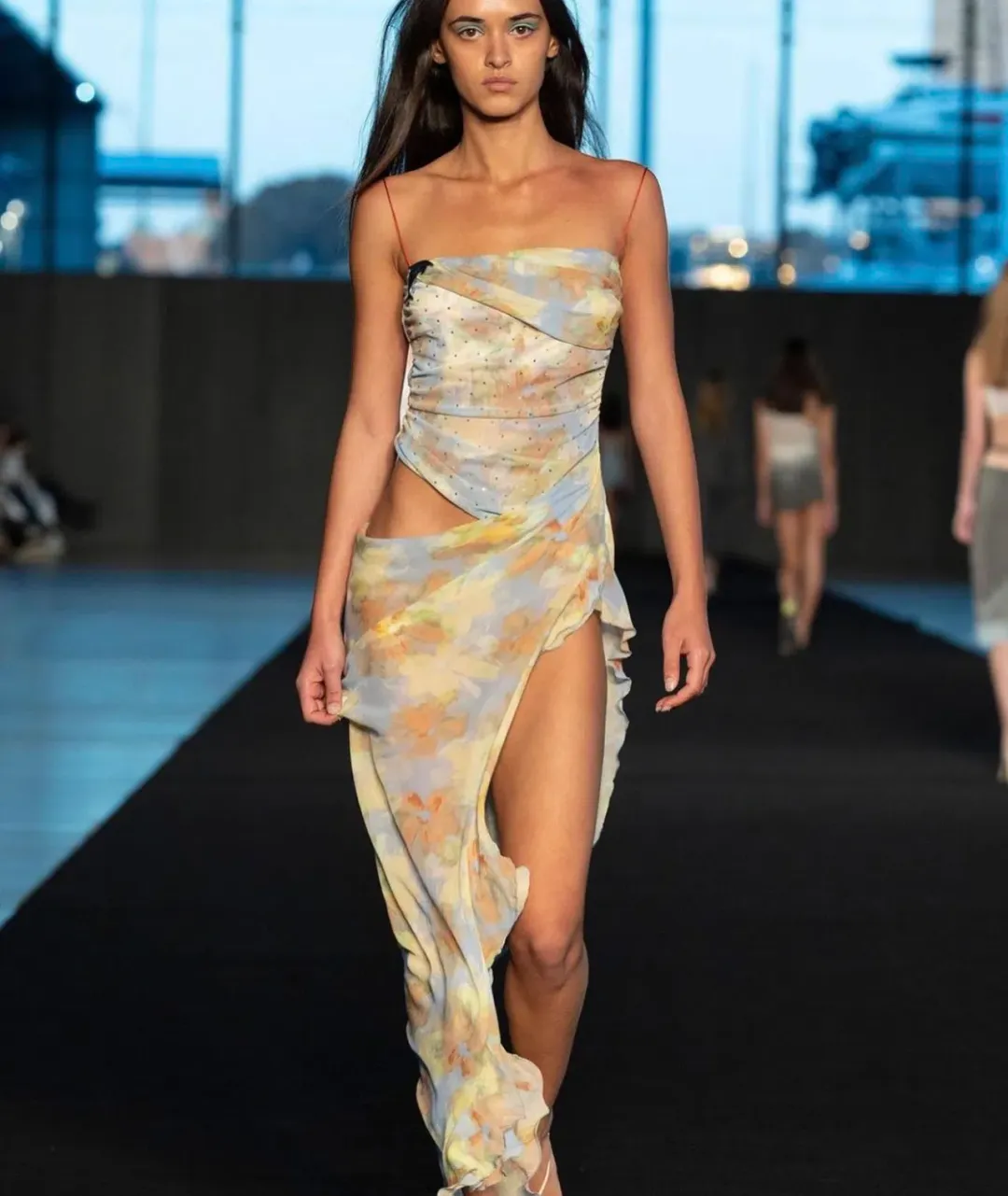 Bec & Bridge Zephy Asym Dress Blue Blossom Size 8 for rent on The Volte - main image