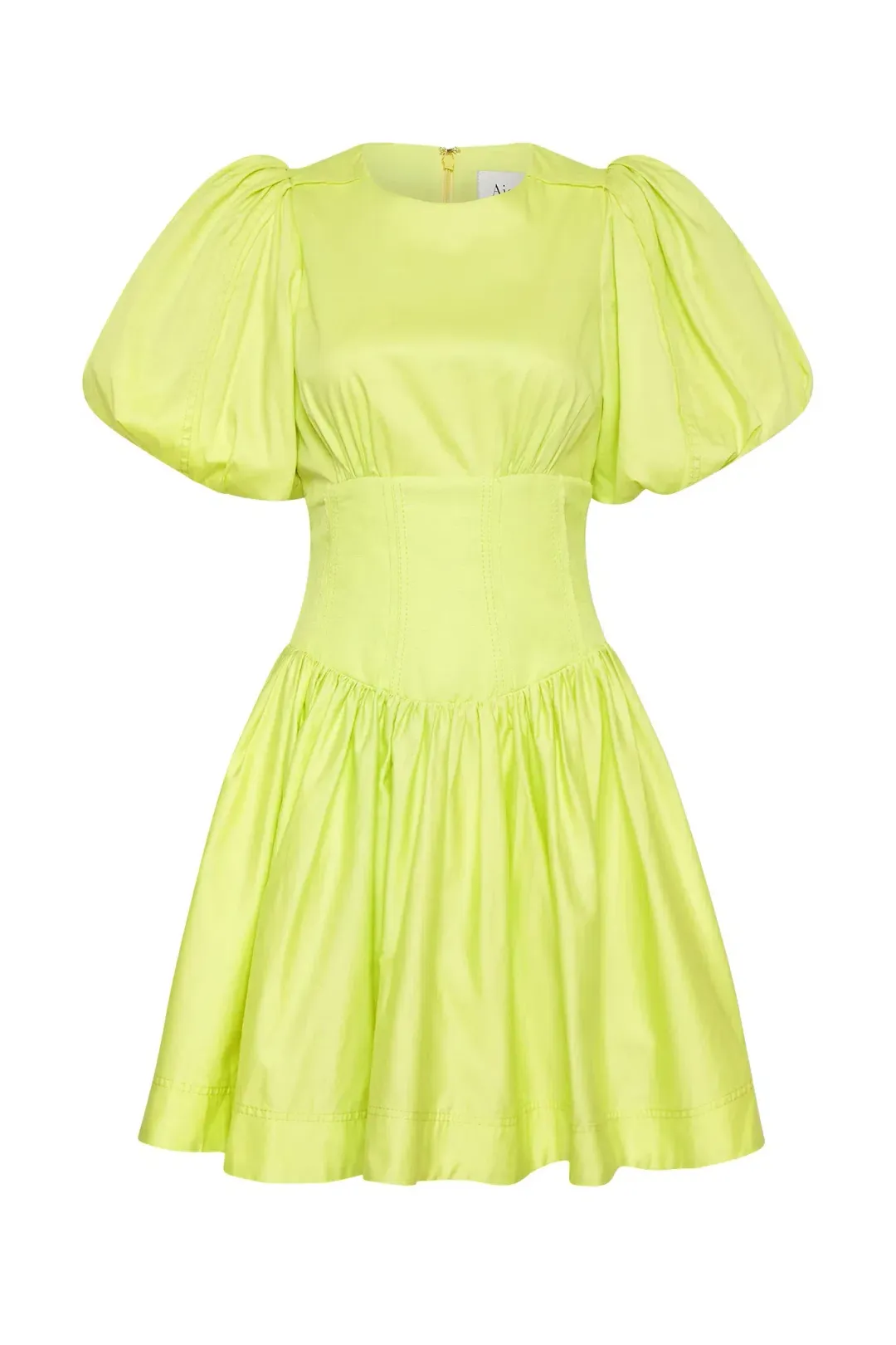 Aje Gianna Puff Sleeve Mini Dress Light Lemon Size 16 for rent on The Volte - main image