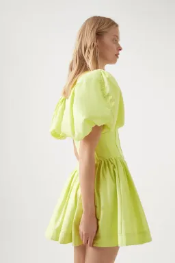 Aje Gianna Puff Sleeve Mini Dress Light Lemon Size 16 for rent on The Volte - image 3