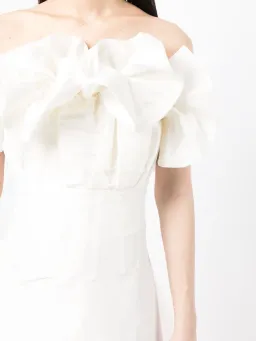 Rachel Gilbert Freida Ruffled Strapless Midi Dress In White for rent on The Volte - image 4