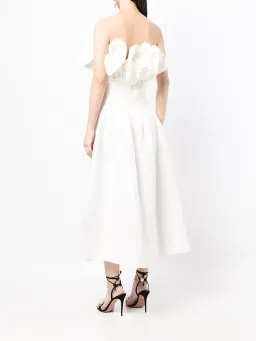 Rachel Gilbert Freida Ruffled Strapless Midi Dress In White for rent on The Volte - image 3