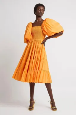 AJE Cherished Orange Midi Dress Orange Size 6 for rent on The Volte - image 1