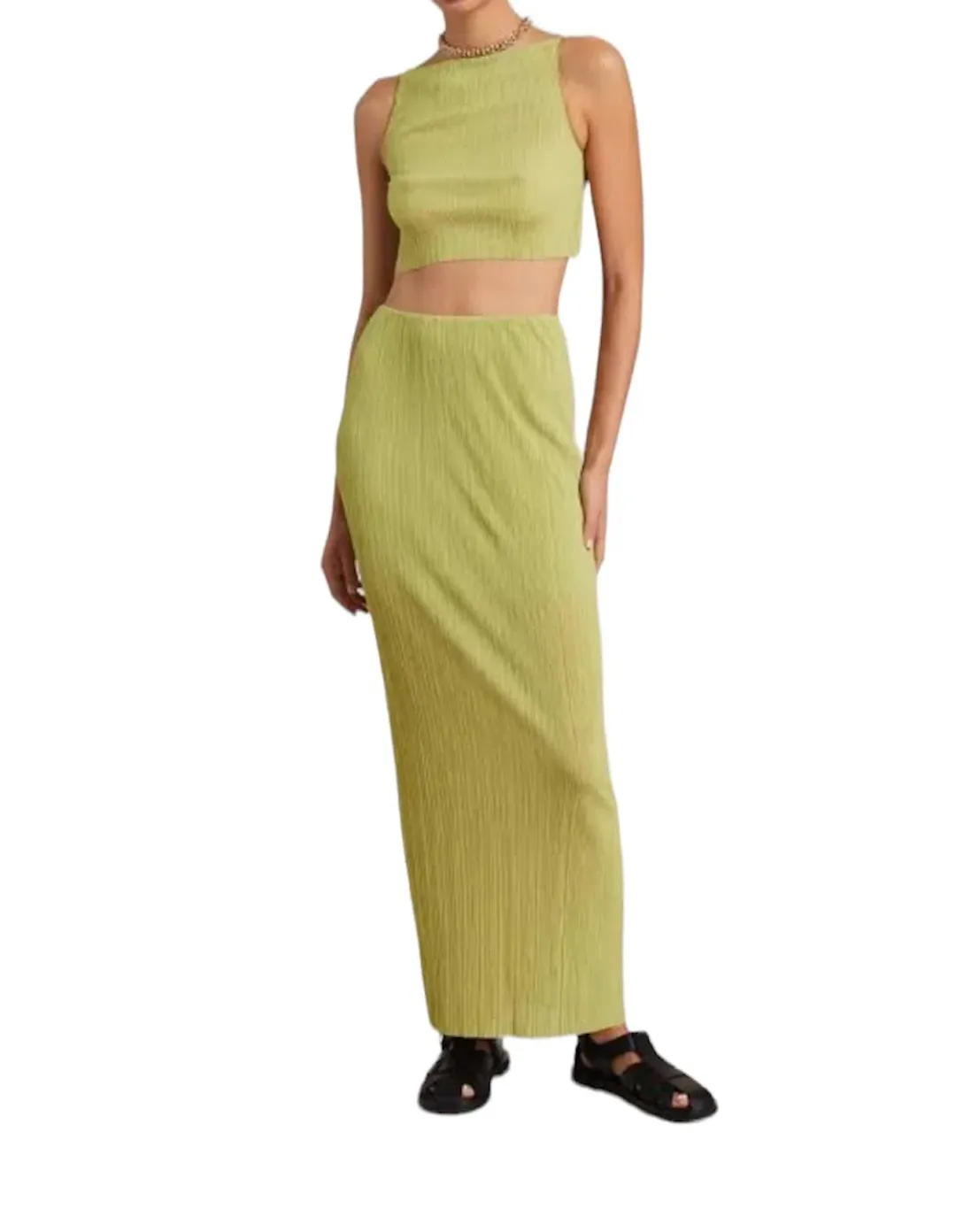 Bec & Bridge Plisse Top Size 6 And Skirt Size 8 Set Green for rent on The Volte - main image