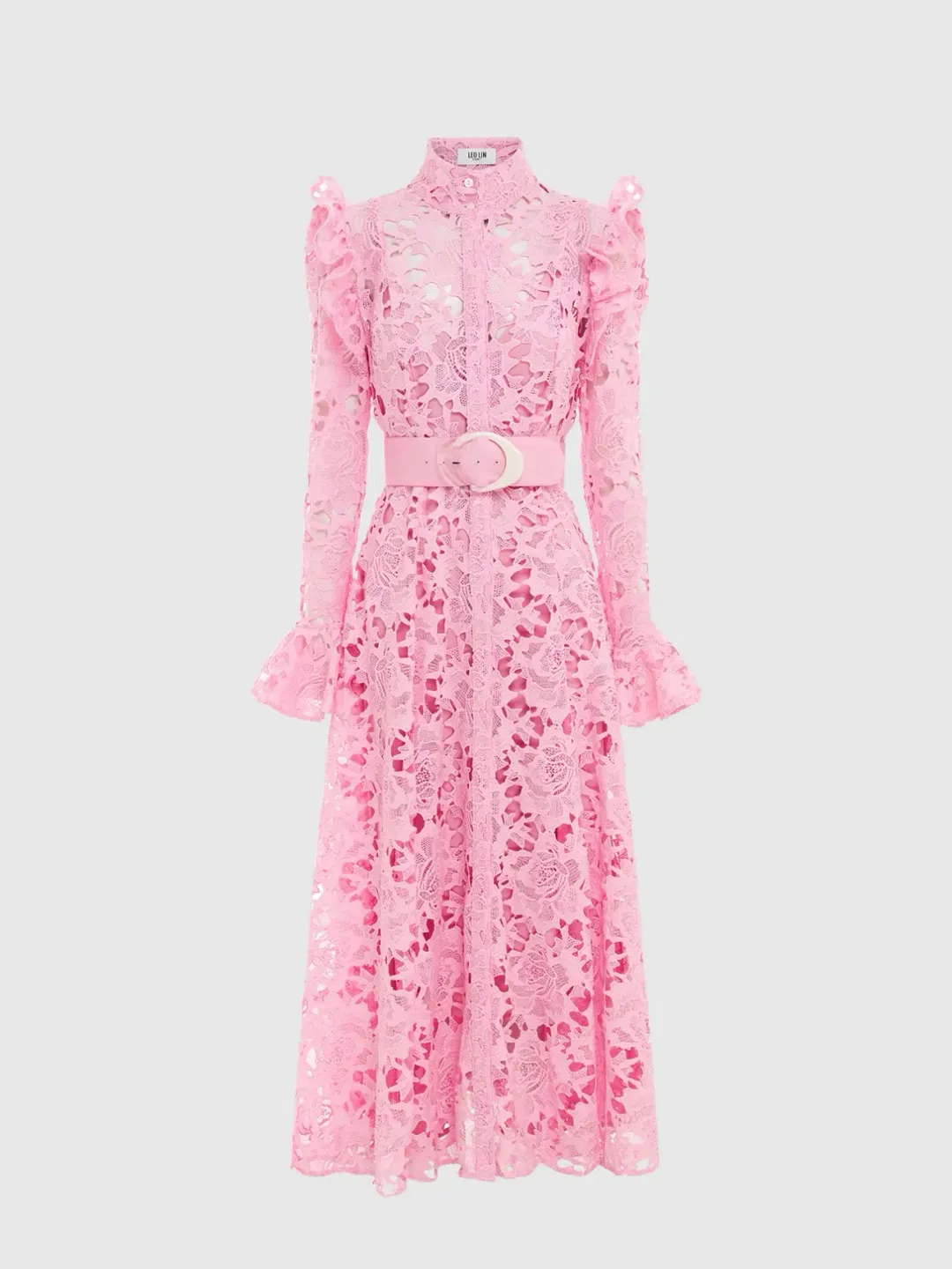 Leo Lin Aliya Butterfly Sleeve Midi Dress Candy Pink Size 10 for rent on The Volte - main image