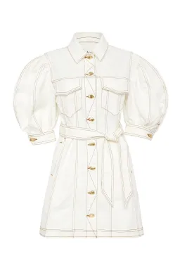 Aje Tori Denim Stitch Dress White Size 8 for rent on The Volte - image 4