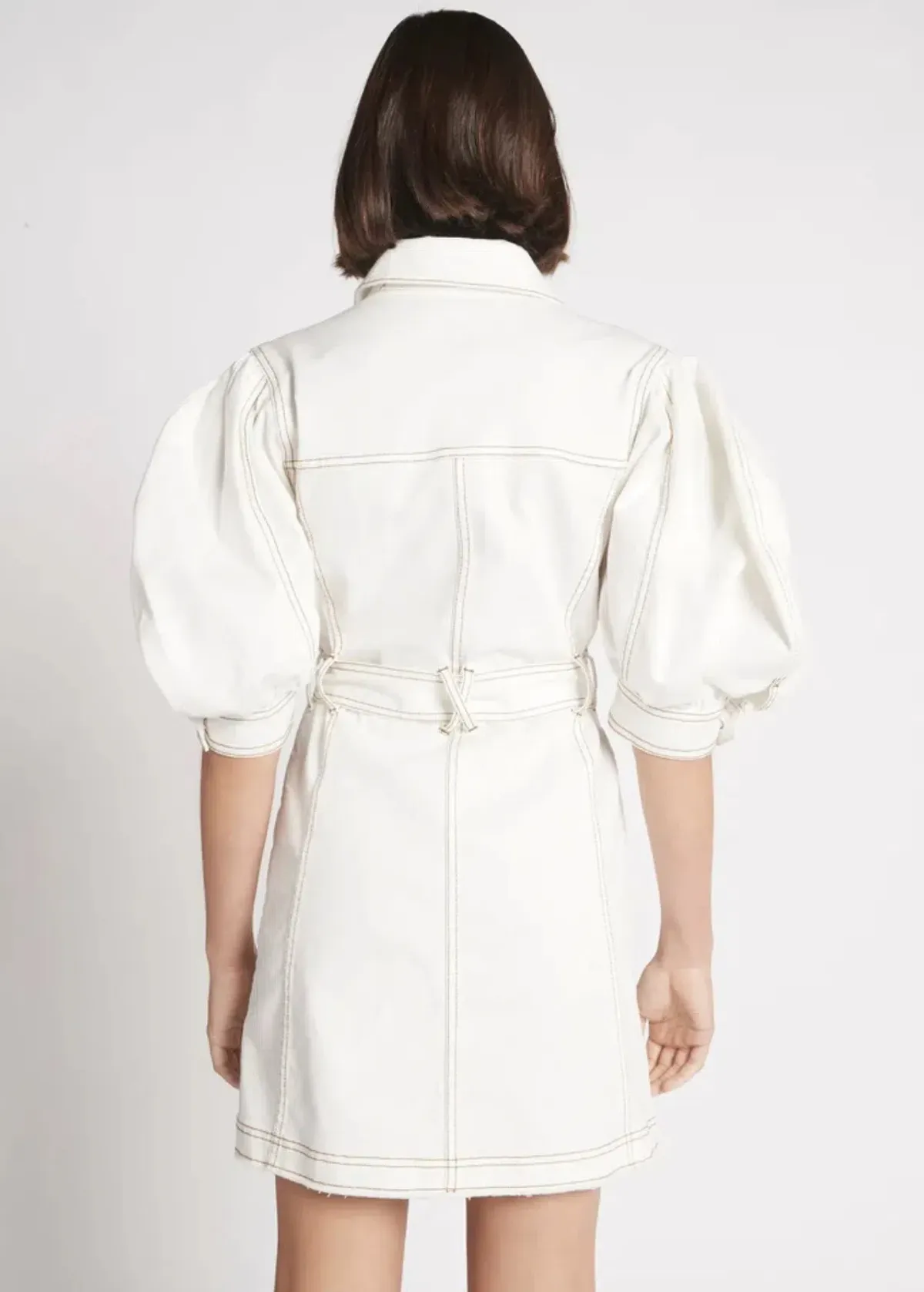 Aje Tori Denim Stitch Dress White Size 8 - Image 3