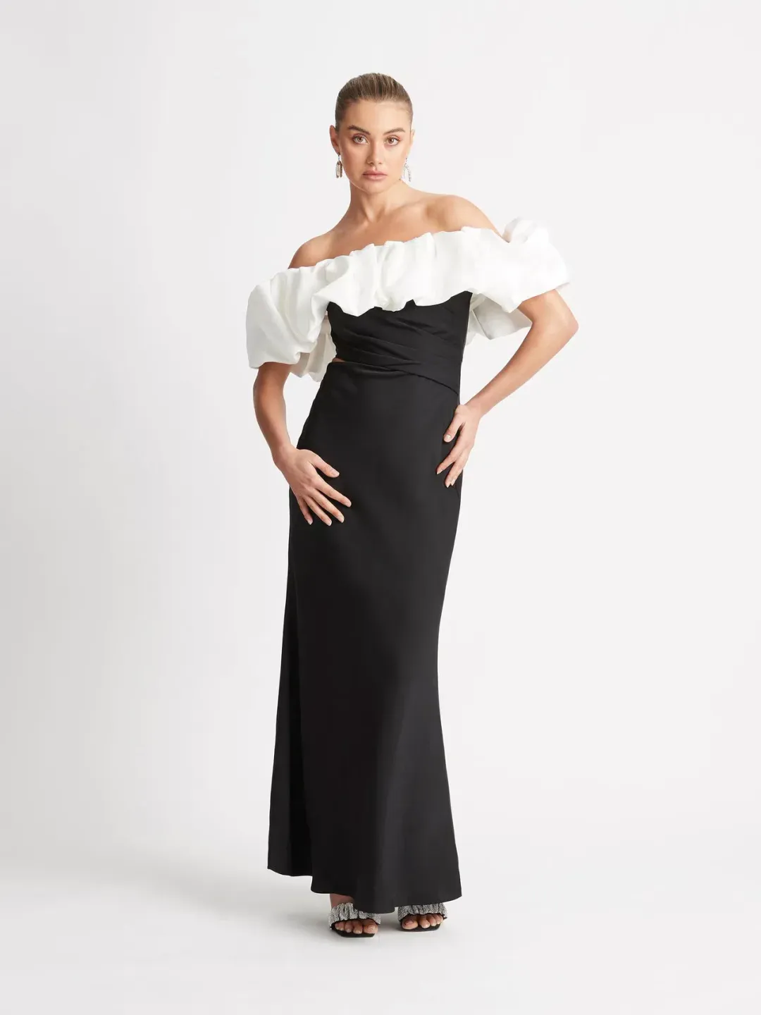 Sheike Margot Maxi Dress Black/White Size 8 for rent on The Volte - main image