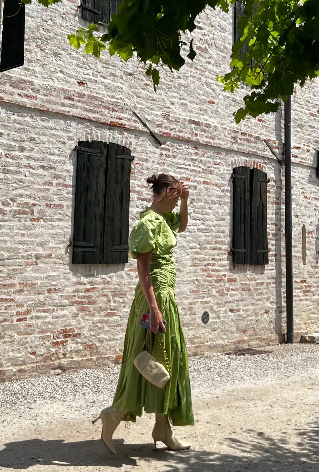 Aje Siren Drawstring Midi Dress Green Size 6 for rent on The Volte - main image