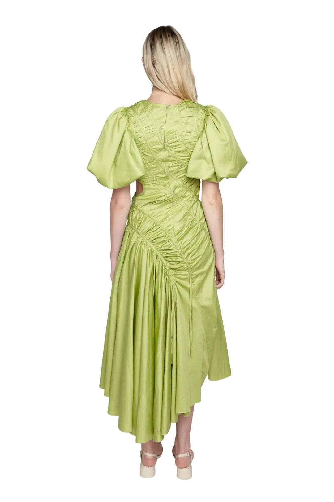 Aje Siren Drawstring Midi Dress Green Size 6 for rent on The Volte - main image