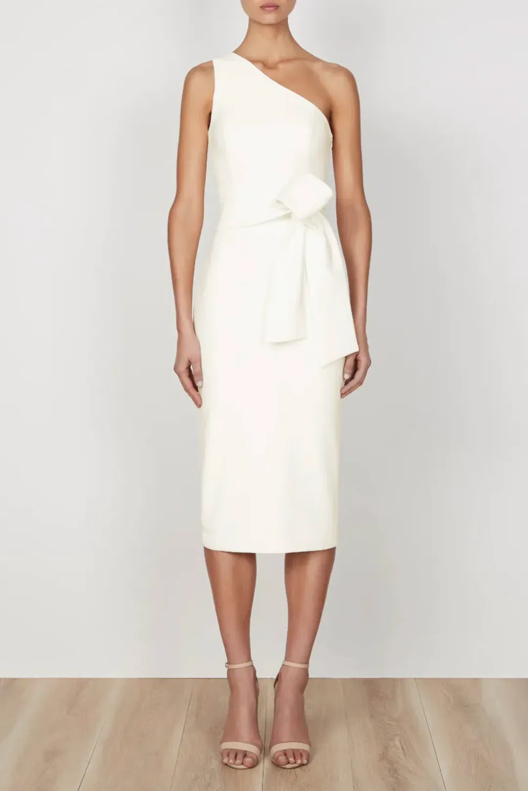 Shona Joy Lucy One Shoulder Midi Dress Ivory Size 10 for rent on The Volte - main image