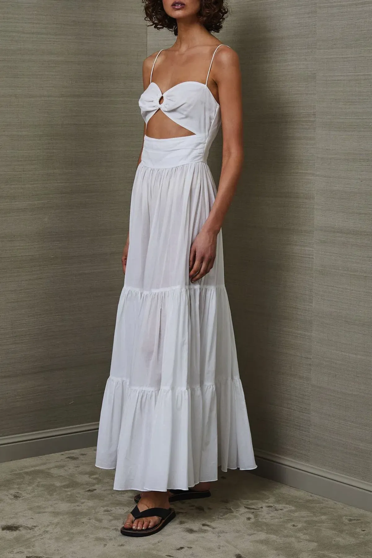 Bec and Bridge Miami Palm Tiered Maxi Dress in White Size 6 - Image 3